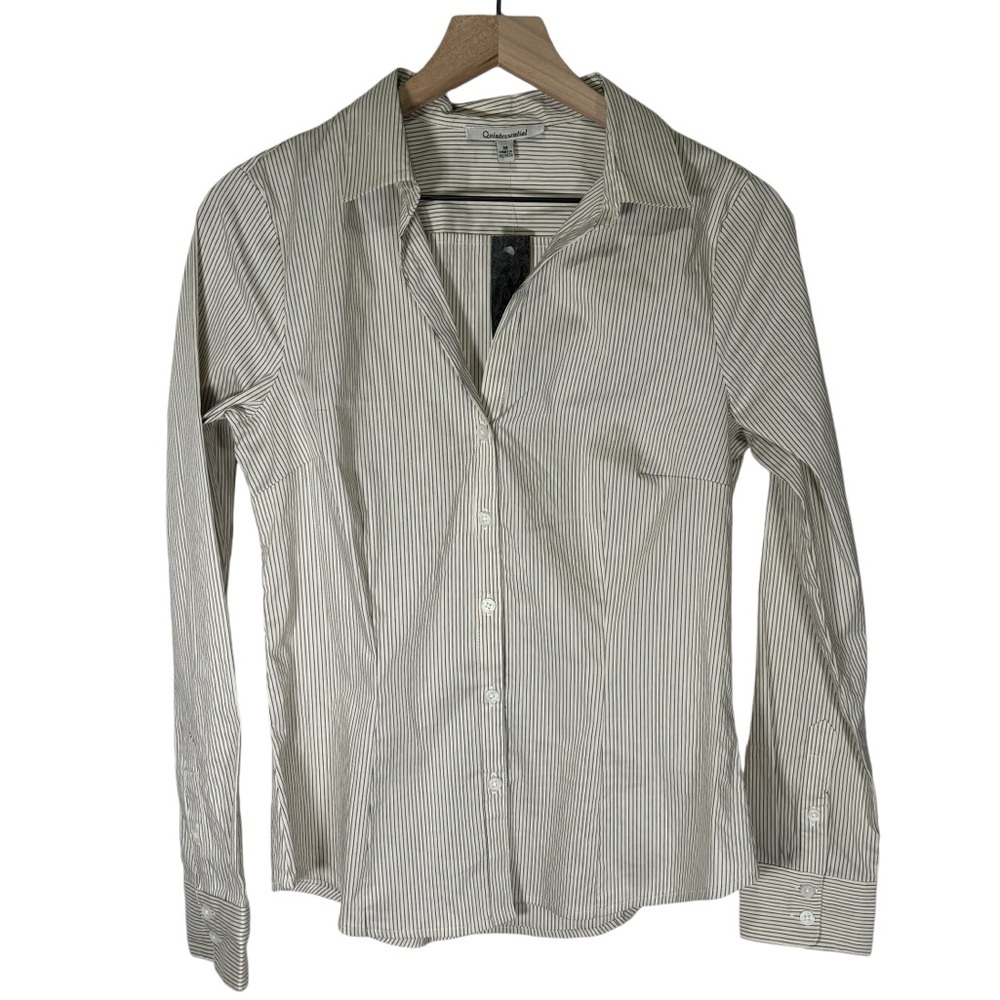 NWT Quintessential Pinstripe Button Down Long Sleeve Shirt Women’s Size Medium